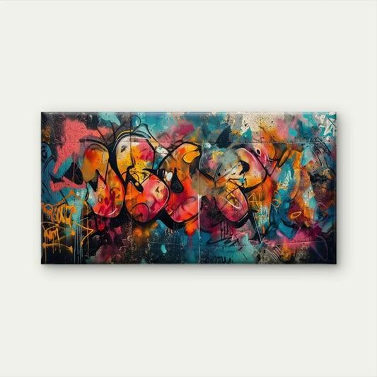 Abstract Spray Paint Mural Wall Art Canvas Office Home Room Framed 80x45cm