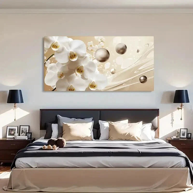 Orchid Reflection Glass Balls Wall Art Canvas Office Home Room Framed 120x60cm