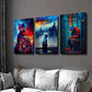 3pcs Lonely Cat Under Fantasy Night Wall Art Set Canvas Framed 40x60cm - High Quality Print 100% Australian Made Wall Canvas Ready to Hang