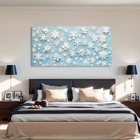 Floral Snowflake Modern Deco Wall Art Canvas Office Home Room Framed 120x60cm