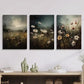 3pcs Dark Floral Landscape, Metal Print Ready to Hang Art