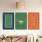 3pcs Baseball Basketball & Football Fields Metal Print Ready to Hang Art