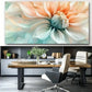 Oversized Peach & Green Floral Wall Art Canvas Office Home Room Framed 120x60cm