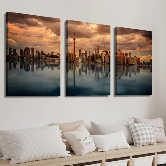 3pcs Canadian City Architecture Landscape Wall Art Set Canvas Framed 40x60cm - High Quality Print 100% Australian Made Wall Canvas Ready to Hang