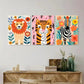3pcs Cute Animals Modern Unique Painting Metal Print Ready to Hang Art