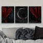 3pcs Black moon and red scenery Metal Print Ready to Hang Art