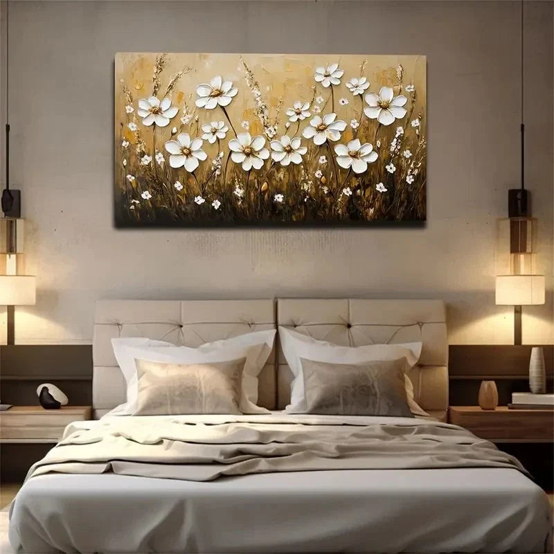 Boho-Chic Abstract Flower Wall Art Canvas Office Home Room Framed 120x60cm