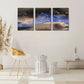 3pcs poster with distant mountains and sailboat, Metal Print Ready to Hang Art