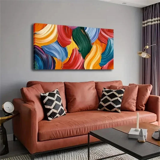 Brushstrokes in Various Colors Wall Art Canvas Office Home Room Framed 120x60cm