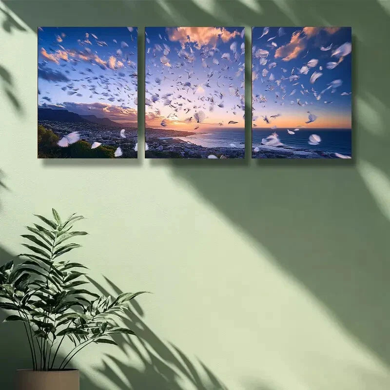 3pcs Sunset in Cape Town Metal Print Ready to Hang Art
