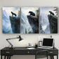3pcs Snowy Mountain Animals Bear Wolf Tiger Metal Print Ready to Hang Art