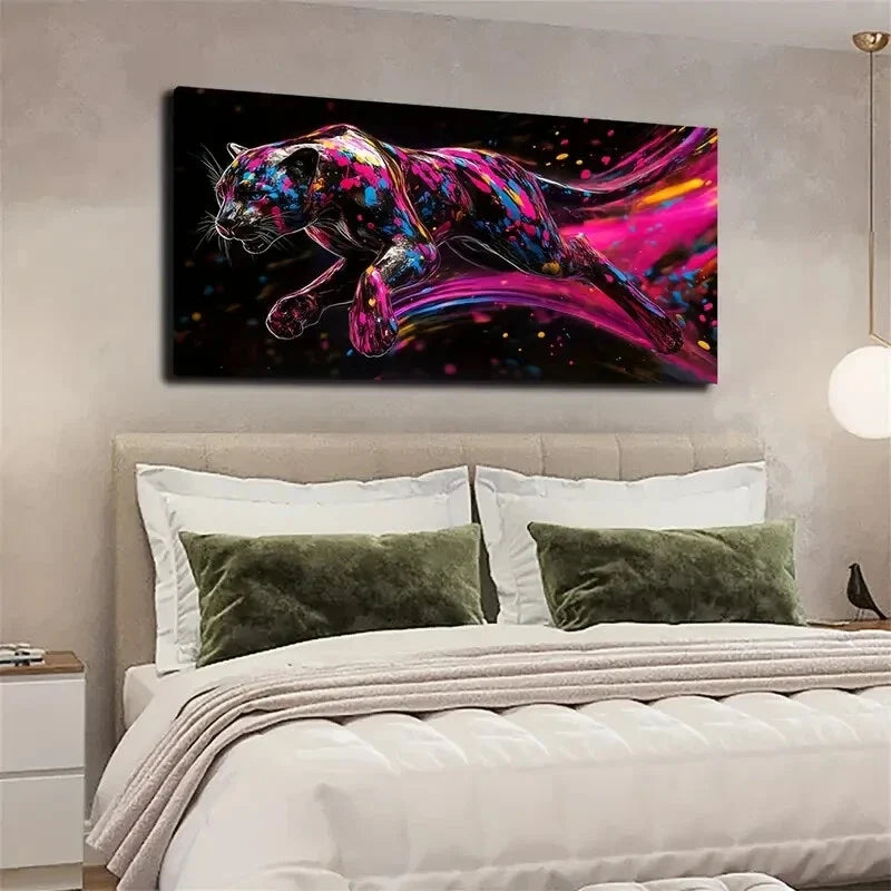 Vibrant Pink Blue Swirl Design Wall Art Canvas Office Home Room Framed 120x60cm