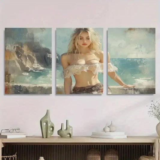 3pcs Serene Coastal Beauty Metal Print Ready to Hang Art