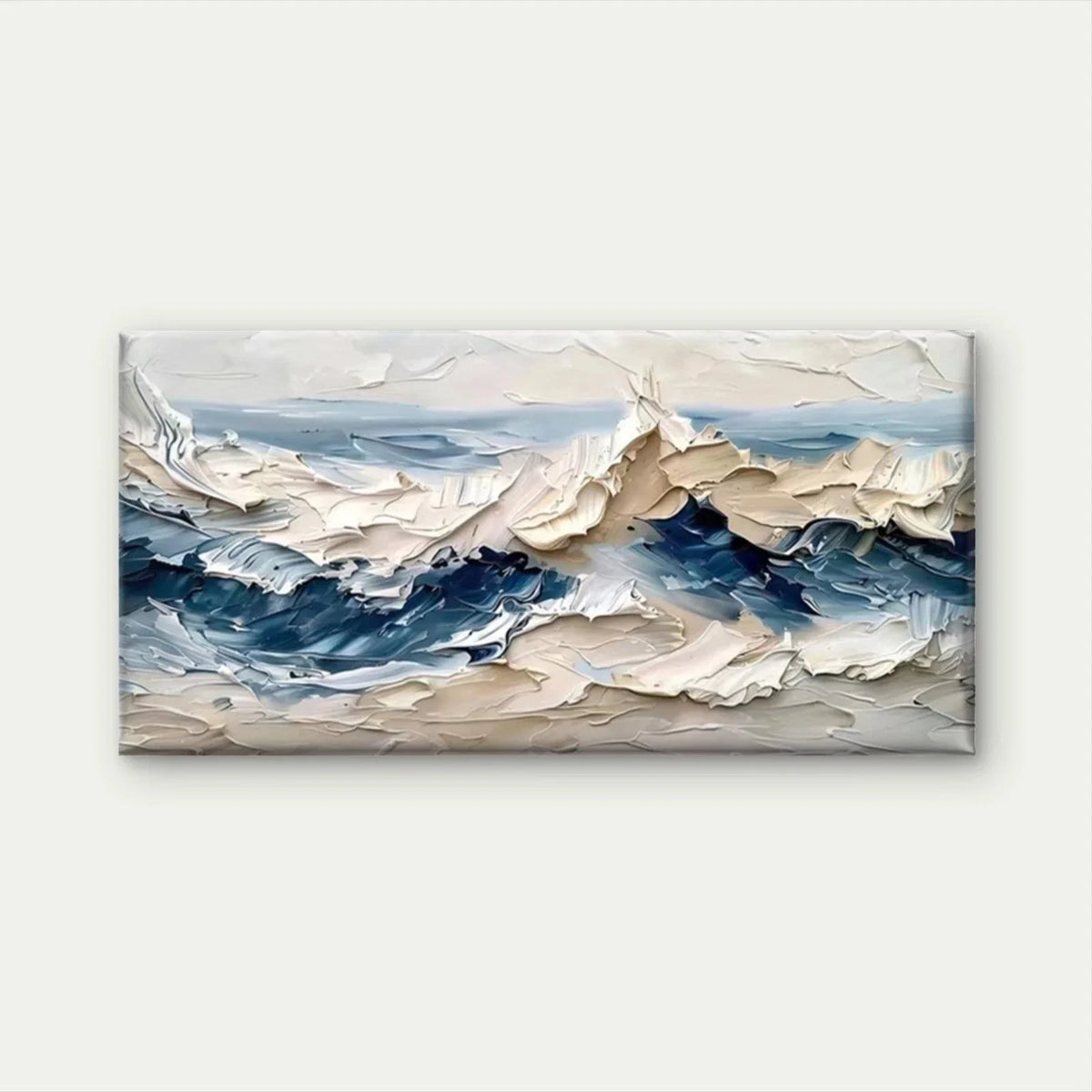 Coastal Abstract Ocean Wave Wall Art Canvas Office Home Room Framed 120x60cm