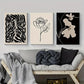3pcs Black and White Plant Flowers Metal Print Ready to Hang Art