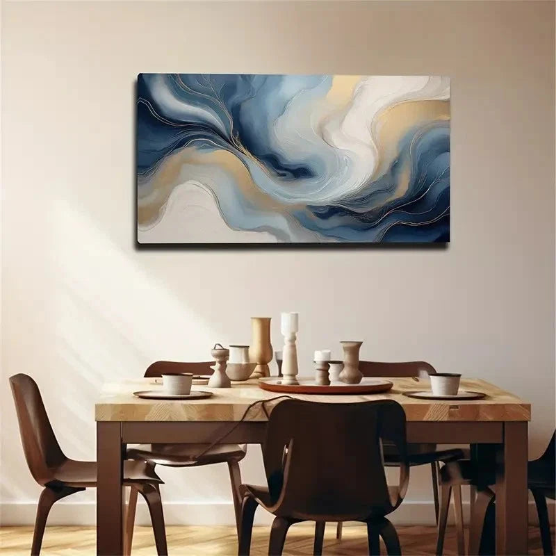 Bohemian Abstract Marble Stripe Wall Art Canvas Office Home Room Framed 120x60cm