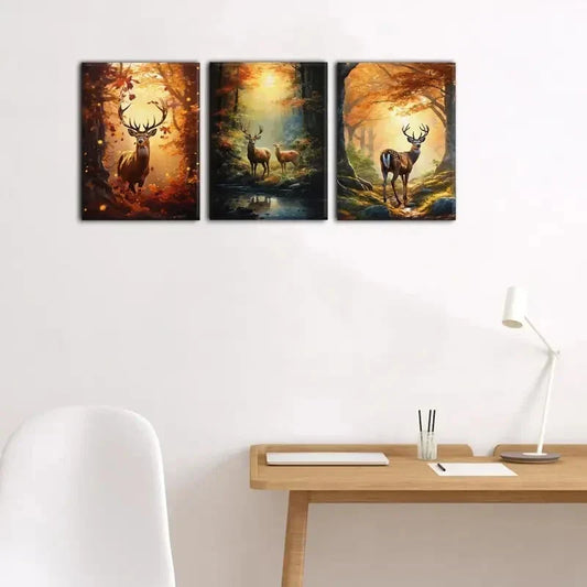 3pcs Autumn Nature Landscape Metal Print Ready to Hang Art