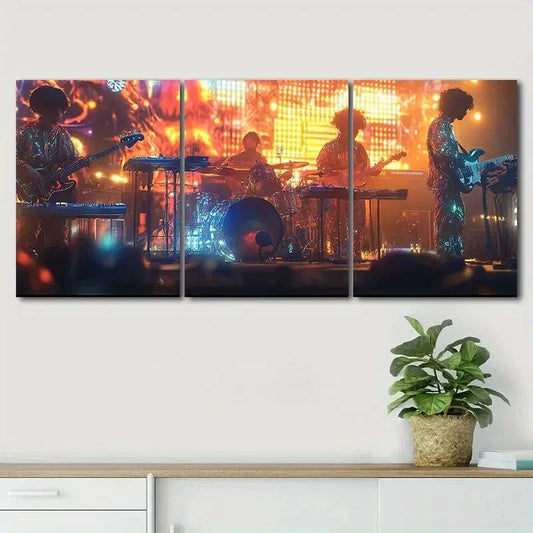 3pcs Music Colorful Singer Light Rock Perfect Wall Art Set Canvas Framed 40x60cm - High Quality Print 100% Australian Made Wall Canvas Ready to Hang