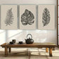 3pcs Botanical Art Leaves Poster Decorative Metal Print Ready to Hang Art