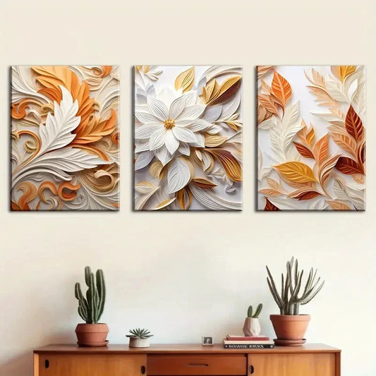 3pcs Abstract Floral And Plant Landscapes Metal Print Ready to Hang Art