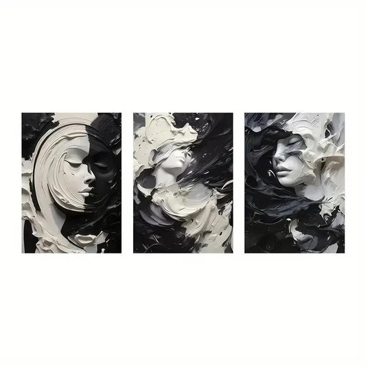 3pcs Abstract People Painting Metal Print Ready to Hang Art
