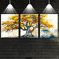 3pcs Magnificent Golden Tree Of Life Metal Print Ready to Hang Art