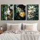 3pcs Stained Glass Style Girl Botanical & Floral Metal Print Ready to Hang Art