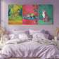 3pcs Bold and Colorful Jungle Playful Metal Print Ready to Hang Art