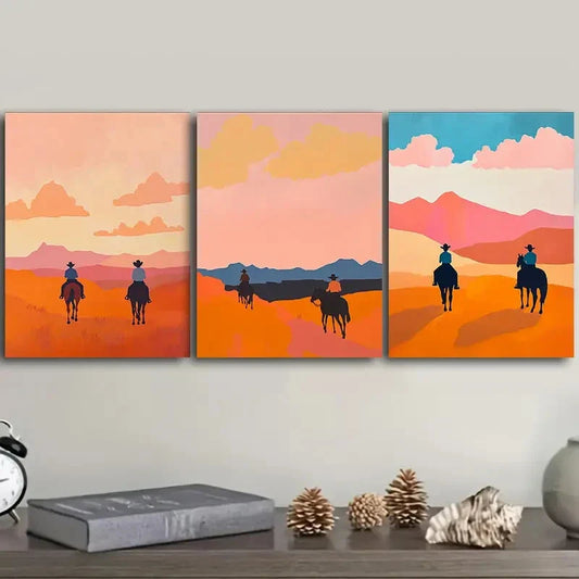 3pcs Free cowboy Art Painting Metal Print Ready to Hang Art