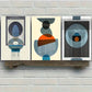 3pcs Geometric Pattern and Lines Decorative Post Metal Print Ready to Hang Art
