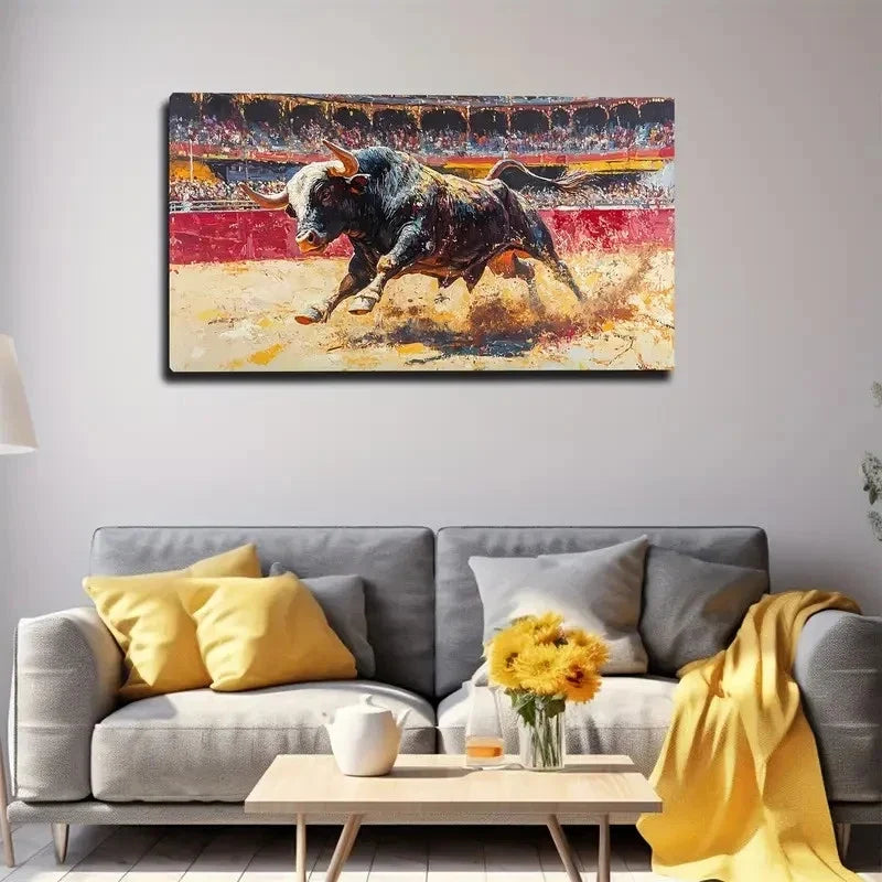 Spanish Bullfighting Wall Art Canvas Office Home Room Framed 80x45cm