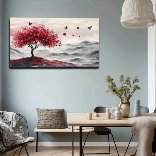 Mountain Top with Butterflies Wall Art canvas office home room framed 120x60cm