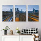 3pcs Three Pieces of Abstract Floral Geometric Metal Print Ready to Hang Art