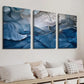 3pcs Abstract Blue and Golden Marble Texture Wall Art Set Canvas Framed 40x60cm - High Quality Print 100% Australian Made Wall Canvas Ready to Hang