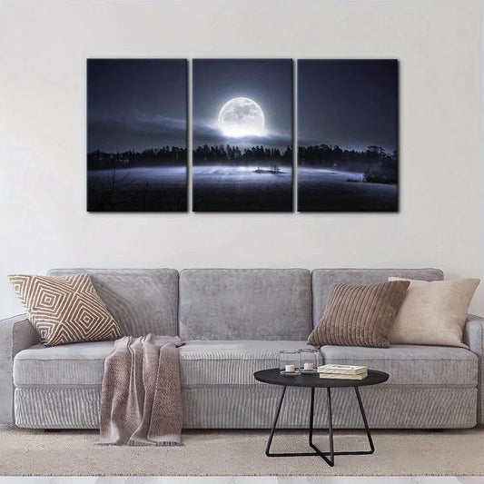 3pcs Mystical Mist and Rise of Moon Metal Print Ready to Hang Art