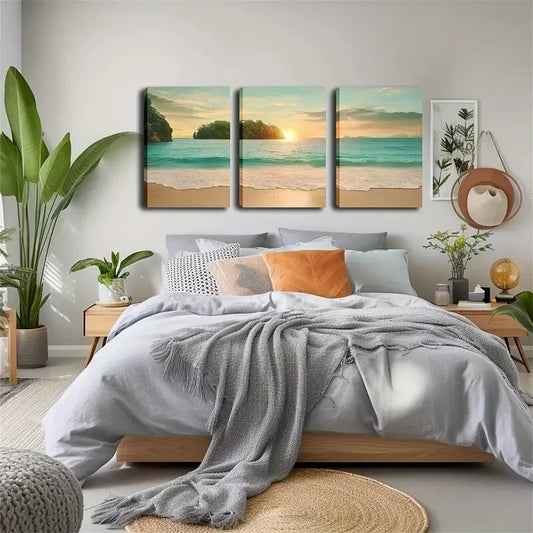 3pcs Stunning Artwork, Romantic, Casual Beach Wall Art Set Canvas Framed 40x60cm - High Quality Print 100% Australian Made Wall Canvas Ready to Hang
