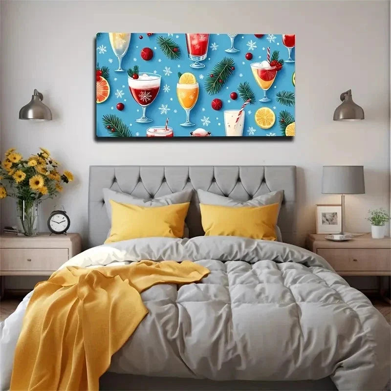 Pine Branches & Citrus Slices Wall Art Canvas Office Home Room Framed 120x60cm