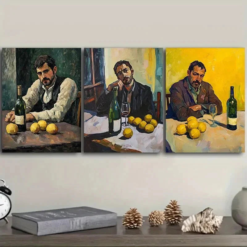 3pcs Drunk man Wall Art Set Canvas Framed 40x60cm - High Quality Print 100% Australian Made Wall Canvas Ready to Hang