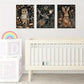 3pcs  Enchanted Forest Animals Metal Print Ready to Hang Art