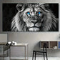 Black Lion with Blue Eyes wall canvas office home room framed 120x60cm