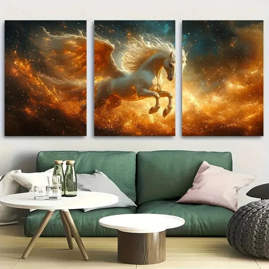 3pcs Pegasus Flying Fantasy Mythology Metal Print Ready to Hang Art