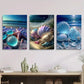 3pcs Vibrant Seashells, Starfish & Seashells Metal Print Ready to Hang Art