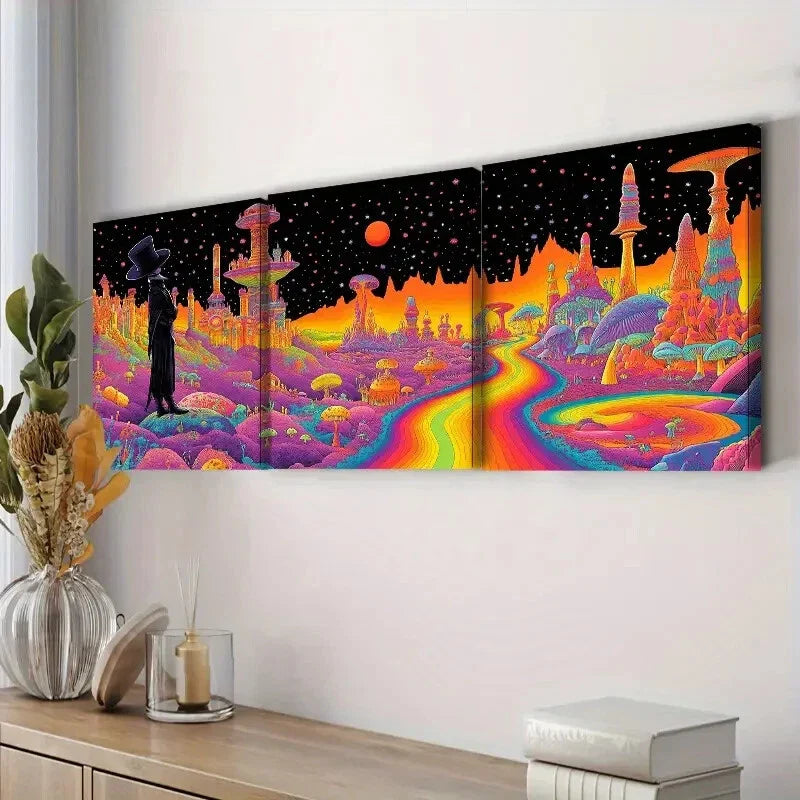 3pcs Strange place (1 Wall Art Set Canvas Framed 40x60cm - High Quality Print 100% Australian Made Wall Canvas Ready to Hang