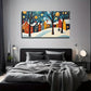 Snow Town Suitable Murals Wall Art Canvas Office Home Room Framed 80x45cm