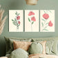 3pcs Minimalist Rose Pink and Leaves Metal Print Ready to Hang Art