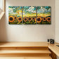 3pcs Vibrant Yellow & Orange Sunflowers in a Field Design Metal Print Ready to Hang Art