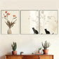 3pcs Three - Panel Cat And Flower Canvas Art Metal Print Ready to Hang Art