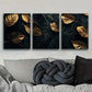 3pcs Black and Gold Plants Nature Leaf Perfect Wall Art Set Canvas Framed 40x60cm - High Quality Print 100% Australian Made Wall Canvas Ready to Hang