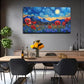 Starry Night With Yellow Moon Wall Art Canvas Office Home Room Framed 120x60cm.