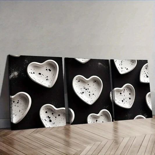 3pcs Shape on black background Wall Art Set Canvas Framed 40x60cm - High Quality Print 100% Australian Made Wall Canvas Ready to Hang